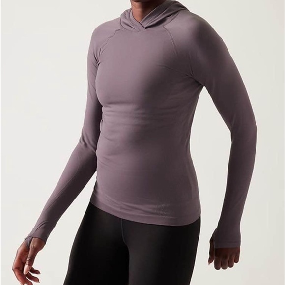 Athleta Momentum Seamless Chafe Free Hoodie XS Athleisure Top Plum Purple NWT - Picture 2 of 4